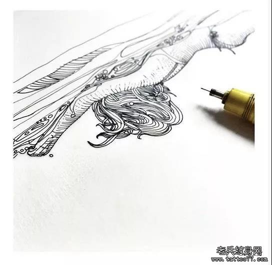简约线条纹身图案