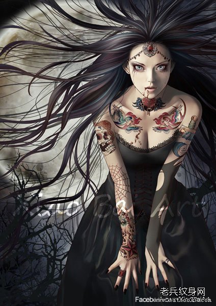 女人花臂女人纹身图案由武汉最好的纹身店推荐