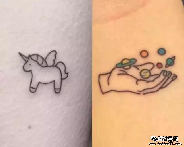 手臂小清新独角兽纹身图案