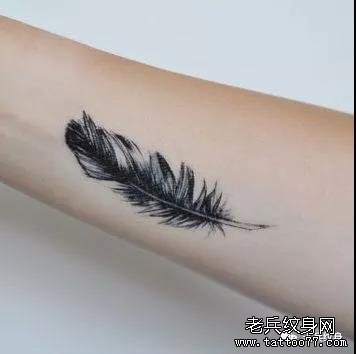 手臂羽毛纹身图案