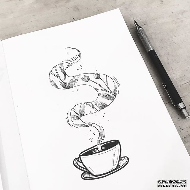 点刺咖啡纹身图案