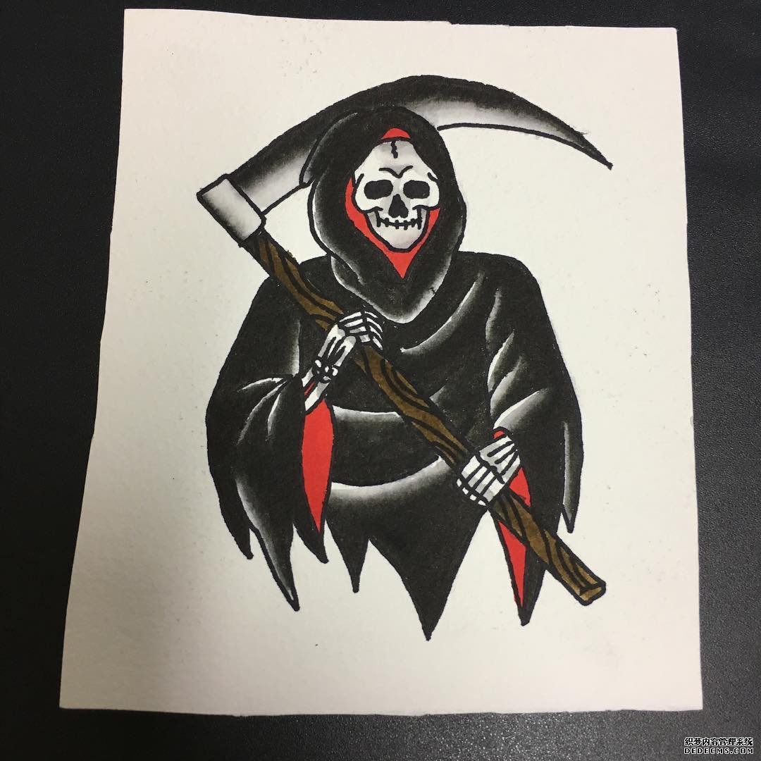 色彩死神纹身手稿