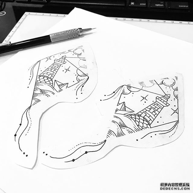 线条风筝手稿图案