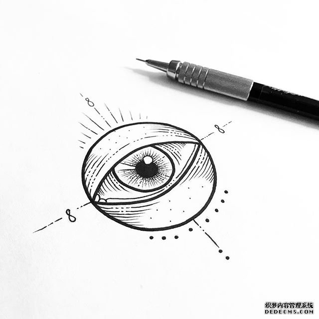 线条眼睛纹身图案