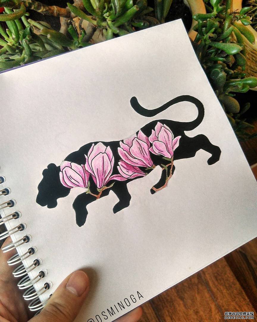 豹子花纹身手稿