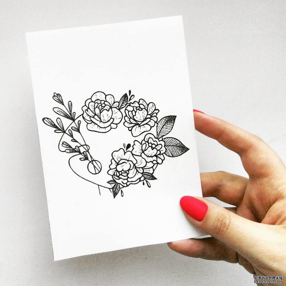 黑灰花环纹身手稿