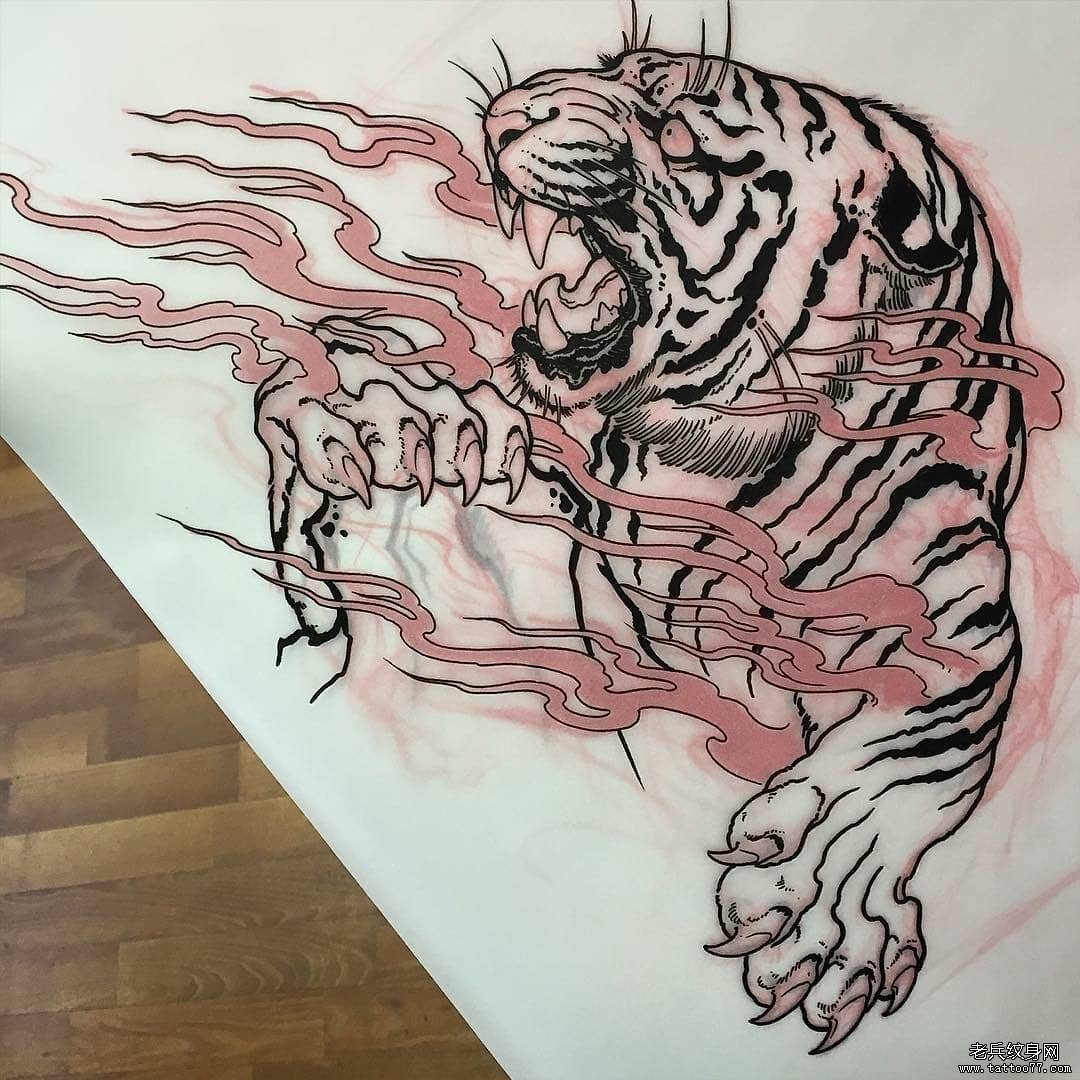 老虎纹身手稿图案