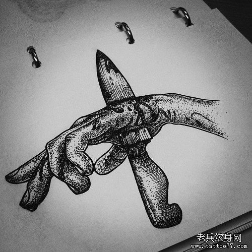 点刺手匕首纹身手稿
