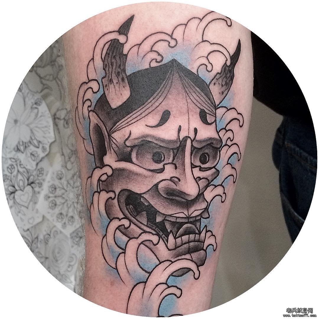 大腿般若纹身图案