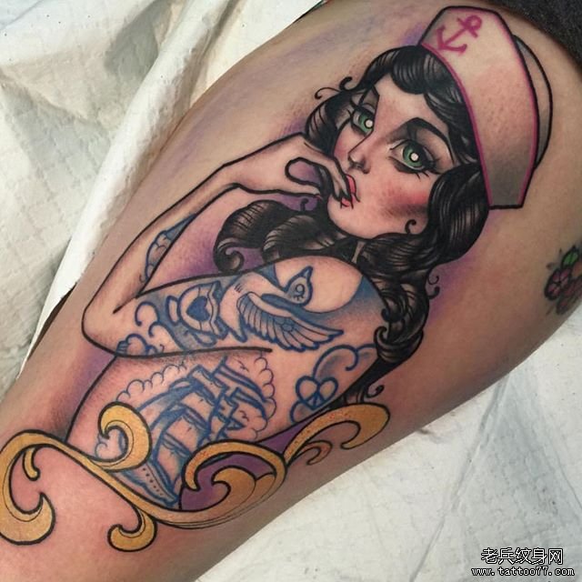 色彩女郎纹身图案