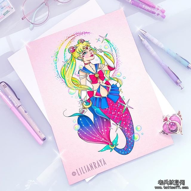 个性卡通彩色人物纹身手稿