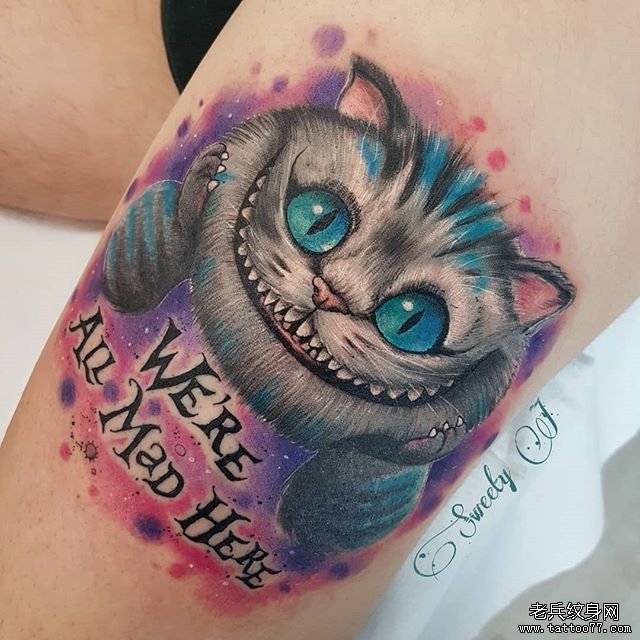 彩色个性猫纹身图案