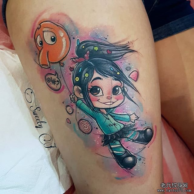 个性卡通水彩人物纹身图案