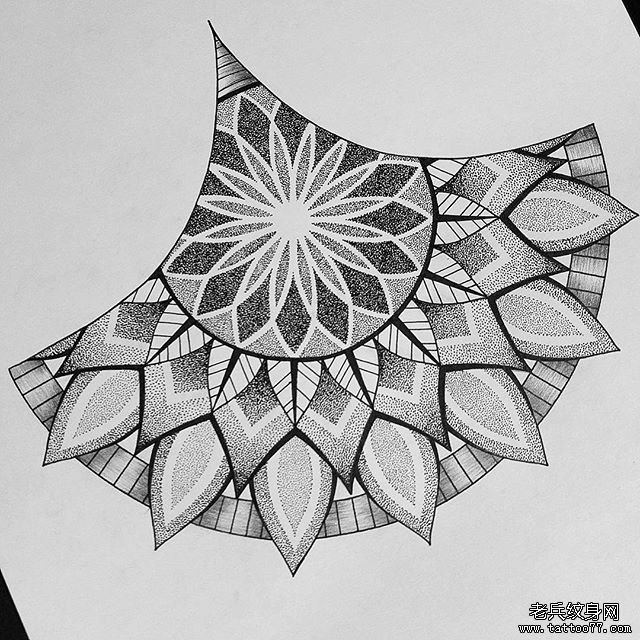 点刺梵花纹身手稿