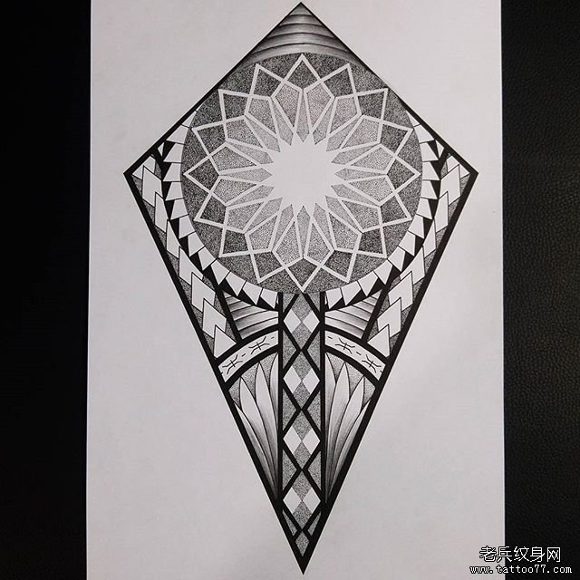几何点刺文身手稿