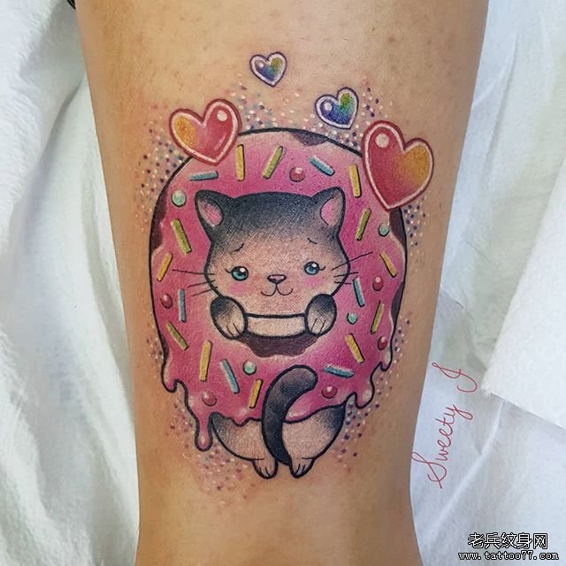 卡通猫咪个性纹身图案