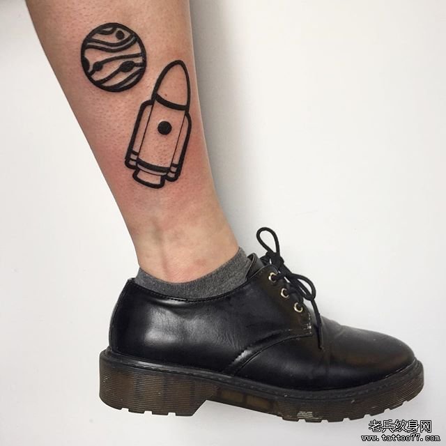 简笔画星球火箭纹身