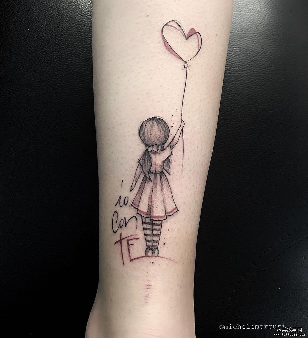 小清新女生简约气球纹身