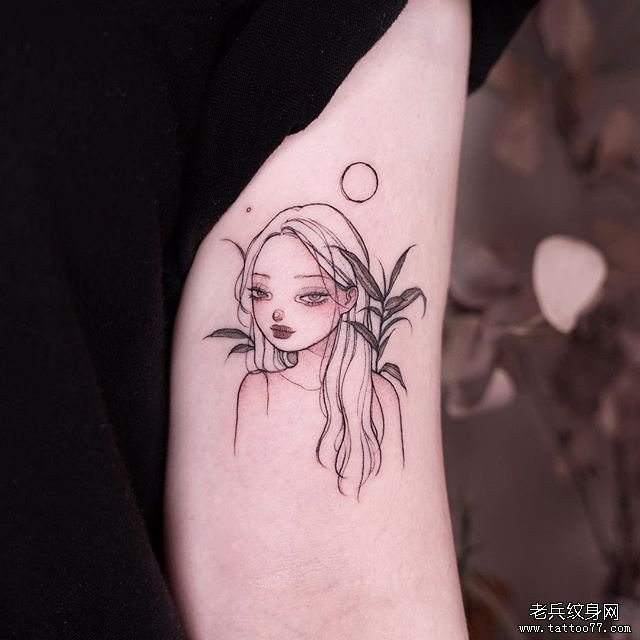 手臂小清新女孩纹身