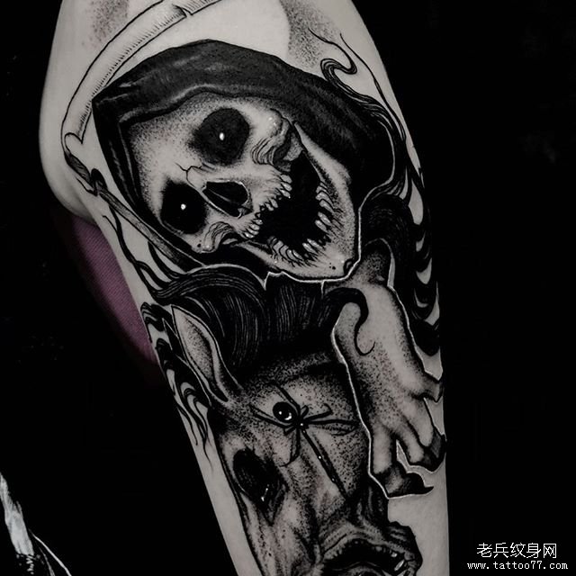 黑灰暗黑死神文身