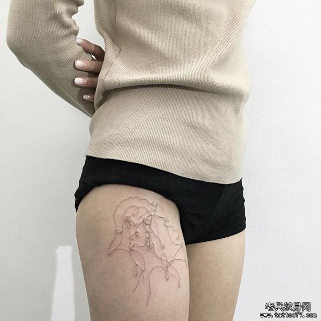 大腿 人物 线条 简笔画文身