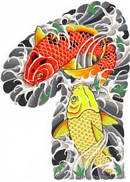 传统半胛鲤鱼纹身图案图片