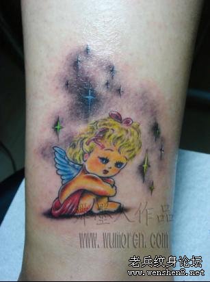 纹身图案大全：超可爱小天使丘比特纹身图案图片