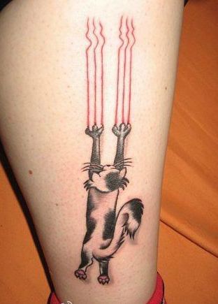女生喜欢的腿部可爱猫咪纹身图案